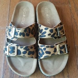 Animal print cheetah Birkenstock style sandals